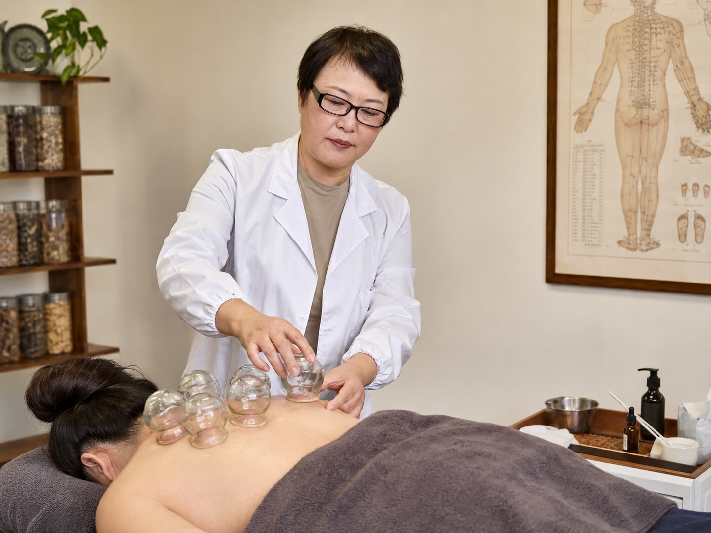 Cupping therapy and Chinese herbal medicine used in treatment at Balanced Vitality Acupuncture, Northcote, Auckland