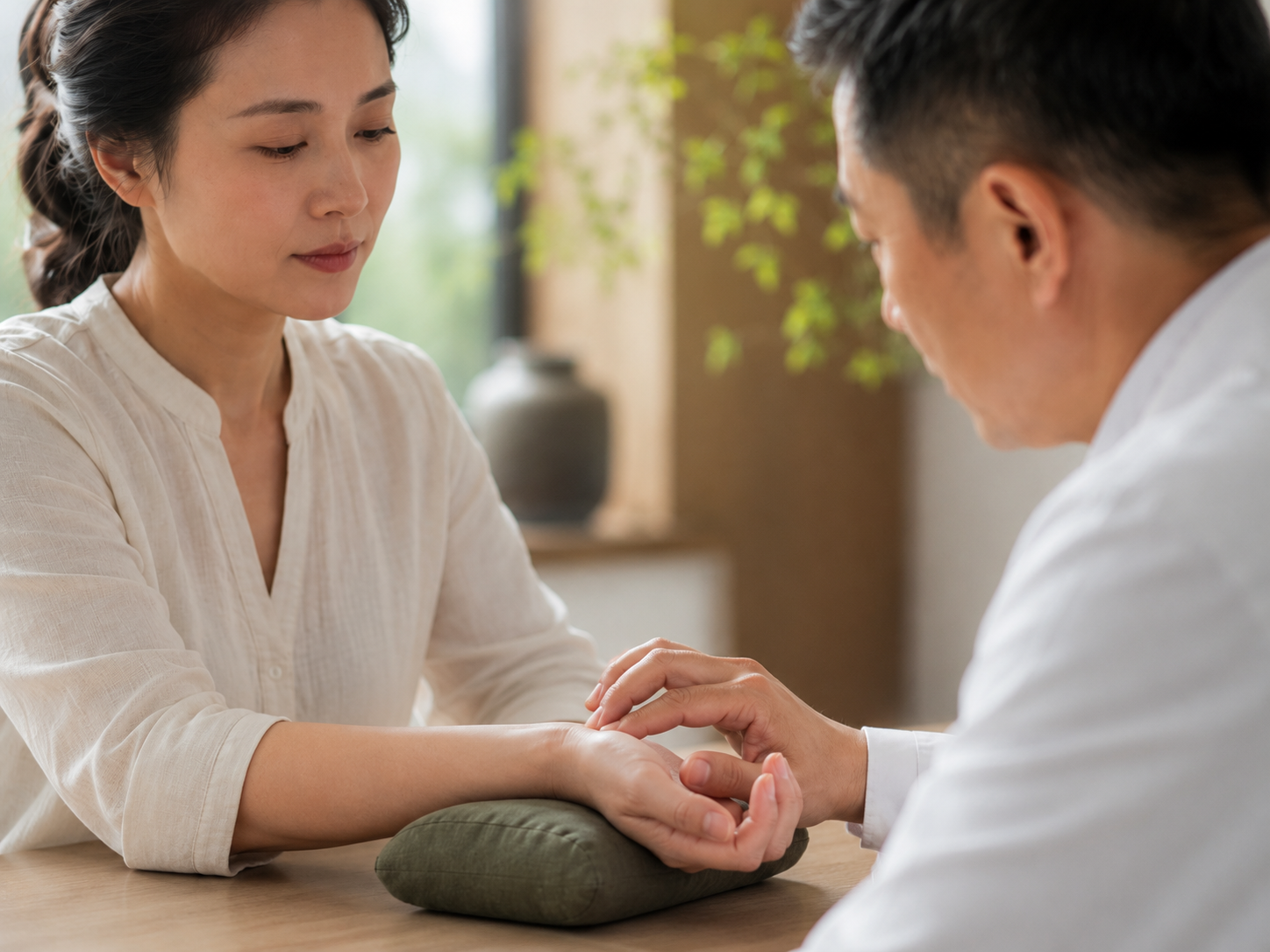Traditional Chinese medicine pulse diagnosis close-up